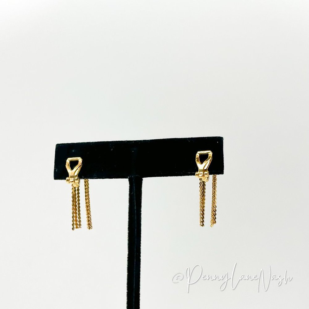 Vintage Mini Chains Dangle Clip On Earrings - Picture 5 of 6